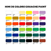 Himi Gouache Paint Set Twin Cups 12g/36 colors + 3 Brushes
